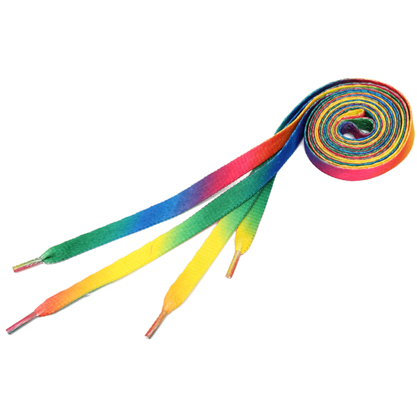 

Mens Shoelaces Rainbow Multi-Colors Flat Shoe Laces